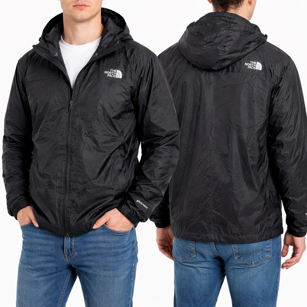 The North Face HyVent Jacket Full Zip Rain Windbreaker Men’s Large Black Hooded